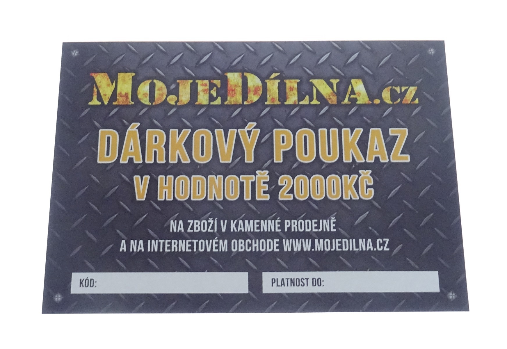 Dárkový poukaz MojeDílna.cz v hodnotě 2000 Kč - tištěný