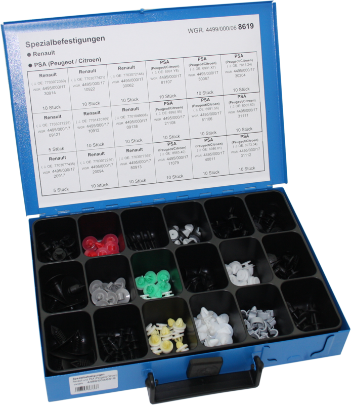 Příchytky čalounění pro interiér vozu Renault