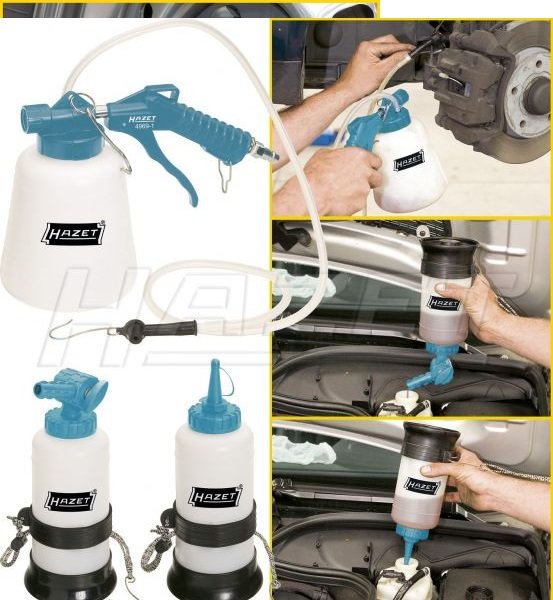 Přístroj na odvzdušnění brzd + 2x dpolňovací nádobky - Hazet