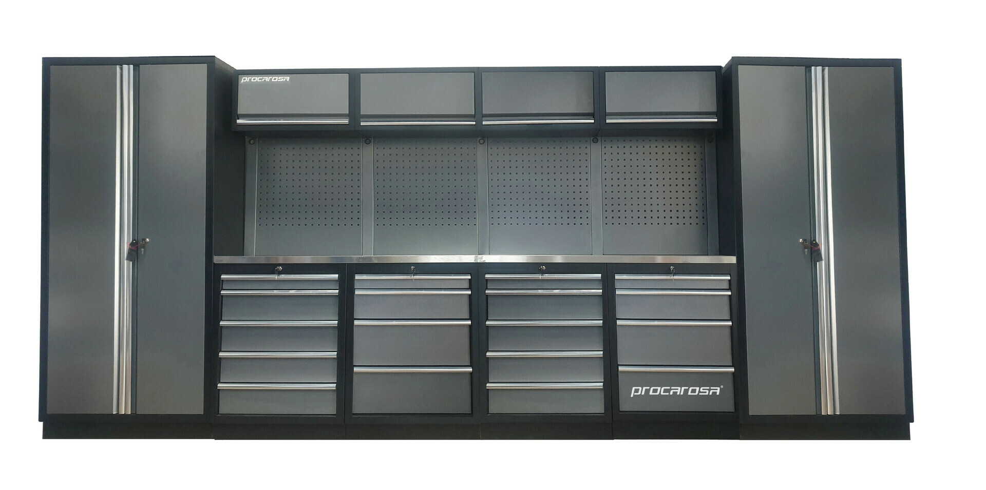 Sestava dílenského nábytku Procarosa PROFESSIONAL XXL-7 Pracovní deska: nerezová