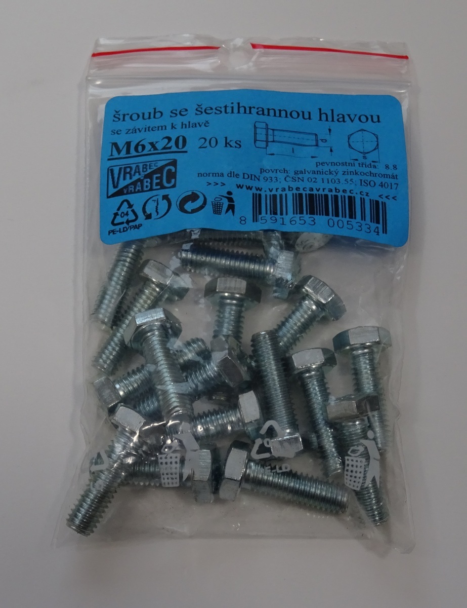 Šrouby 6hranné DIN 933
